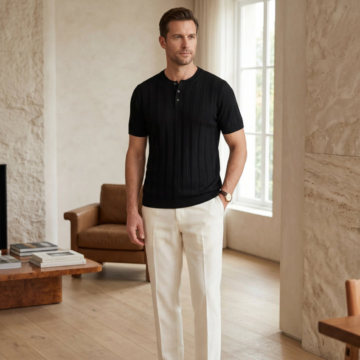 Julian Ribbed Henley Knit Shirt