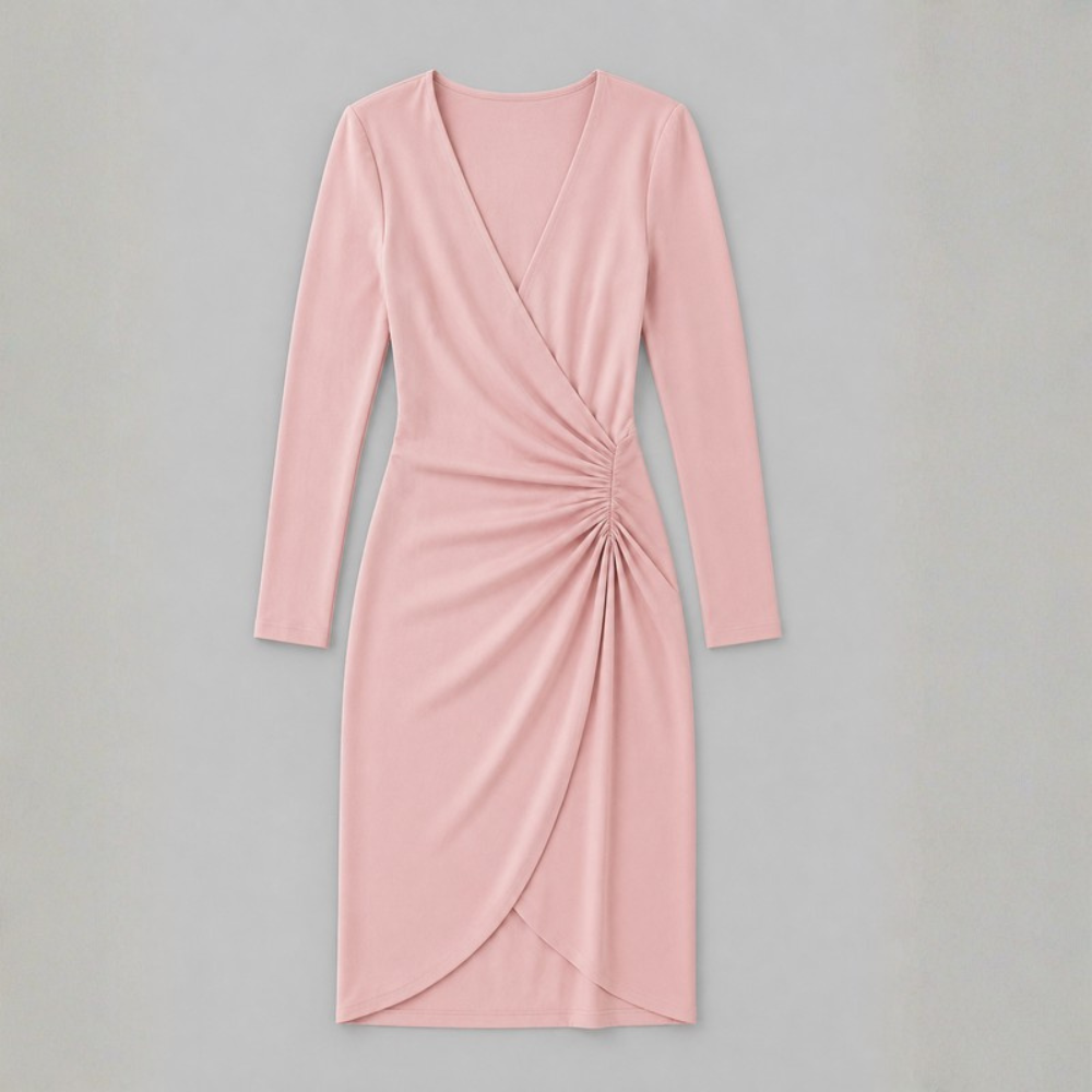 Camille Draped Wrap Midi Dress