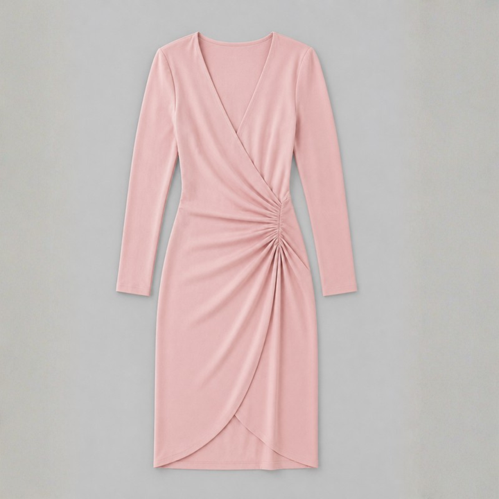 Camille Draped Wrap Midi Dress