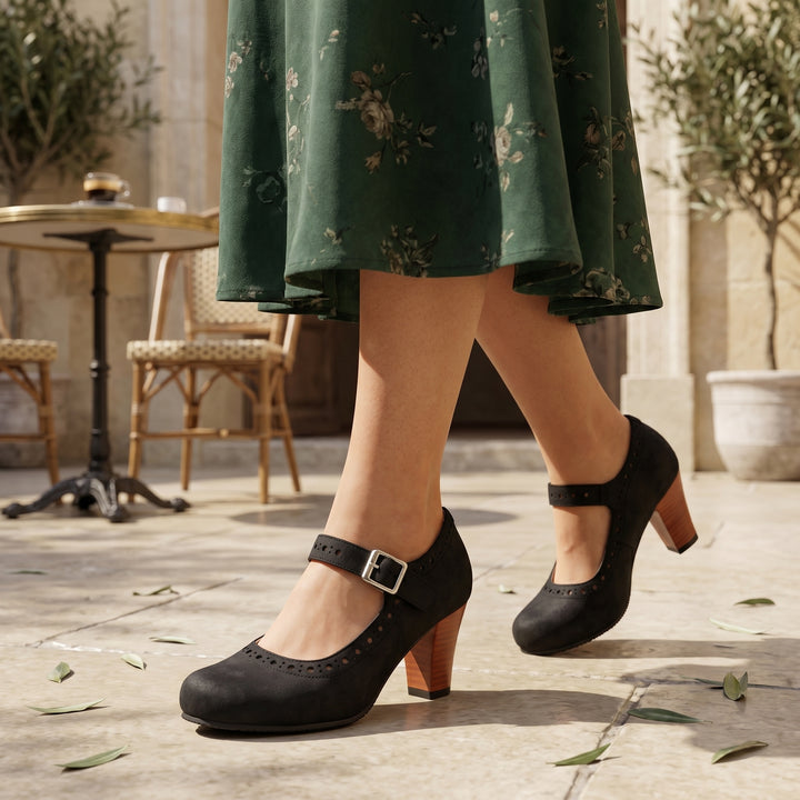 Briar Elwood Brogue Mary Jane Block Heel Shoes