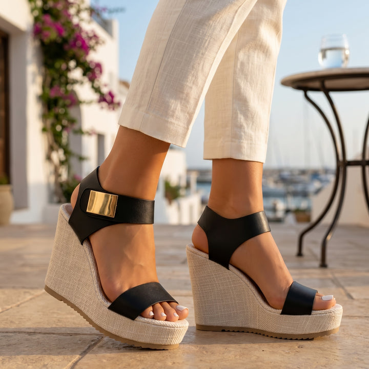 Valeria Knox Ankle Strap Platform Wedge Sandals
