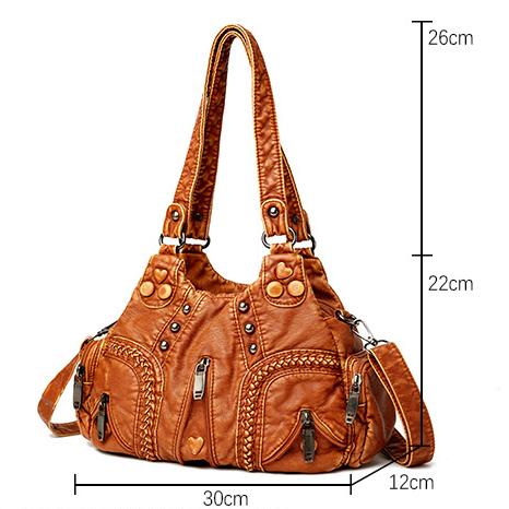 Bianca Studded Leather Satchel