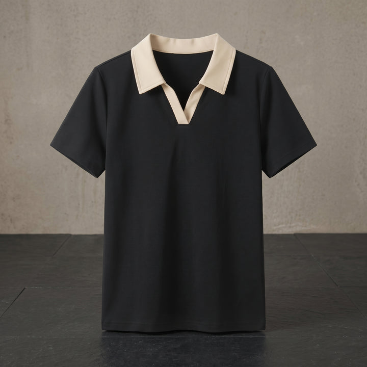 Thalia Contrast Collar Polo Top