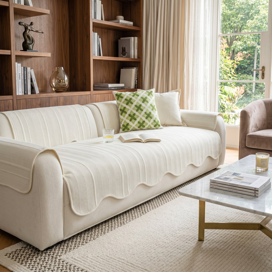 Everleigh Sage Scallop Sofa Protector
