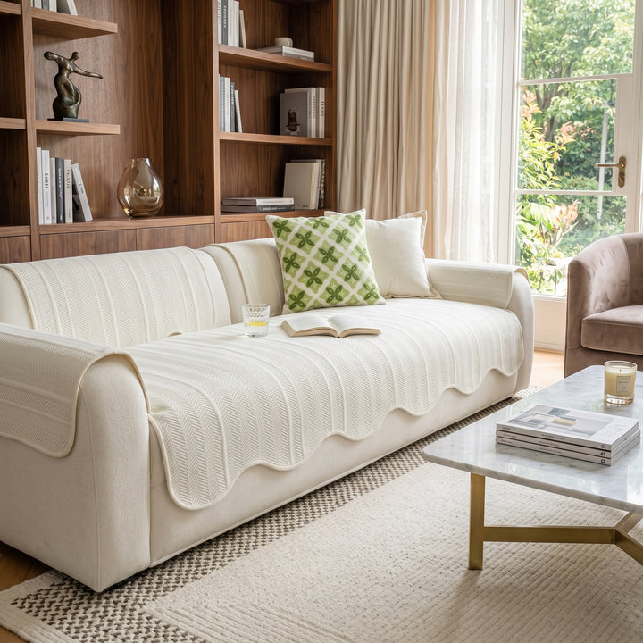 Everleigh Sage Scallop Sofa Protector