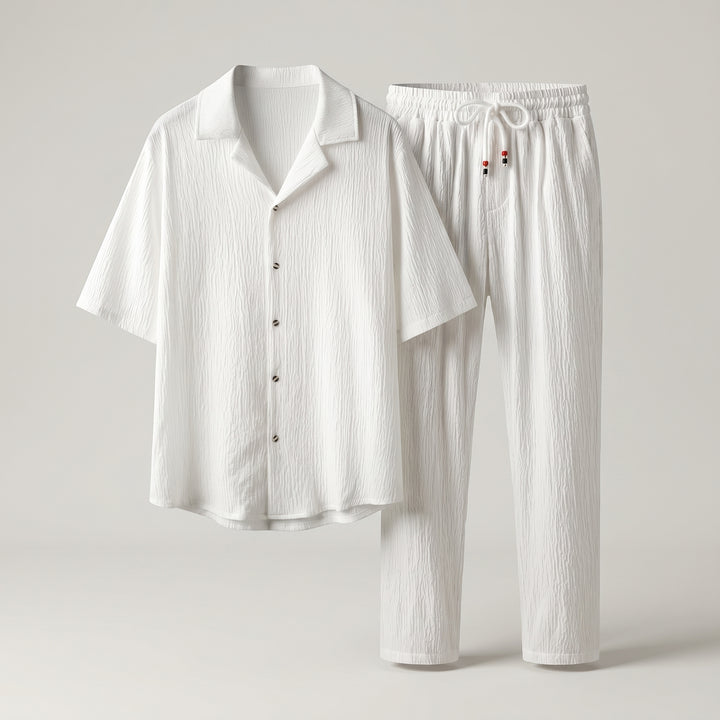 Dorian Vale Textured Shirt and Drawstring Pant Set
