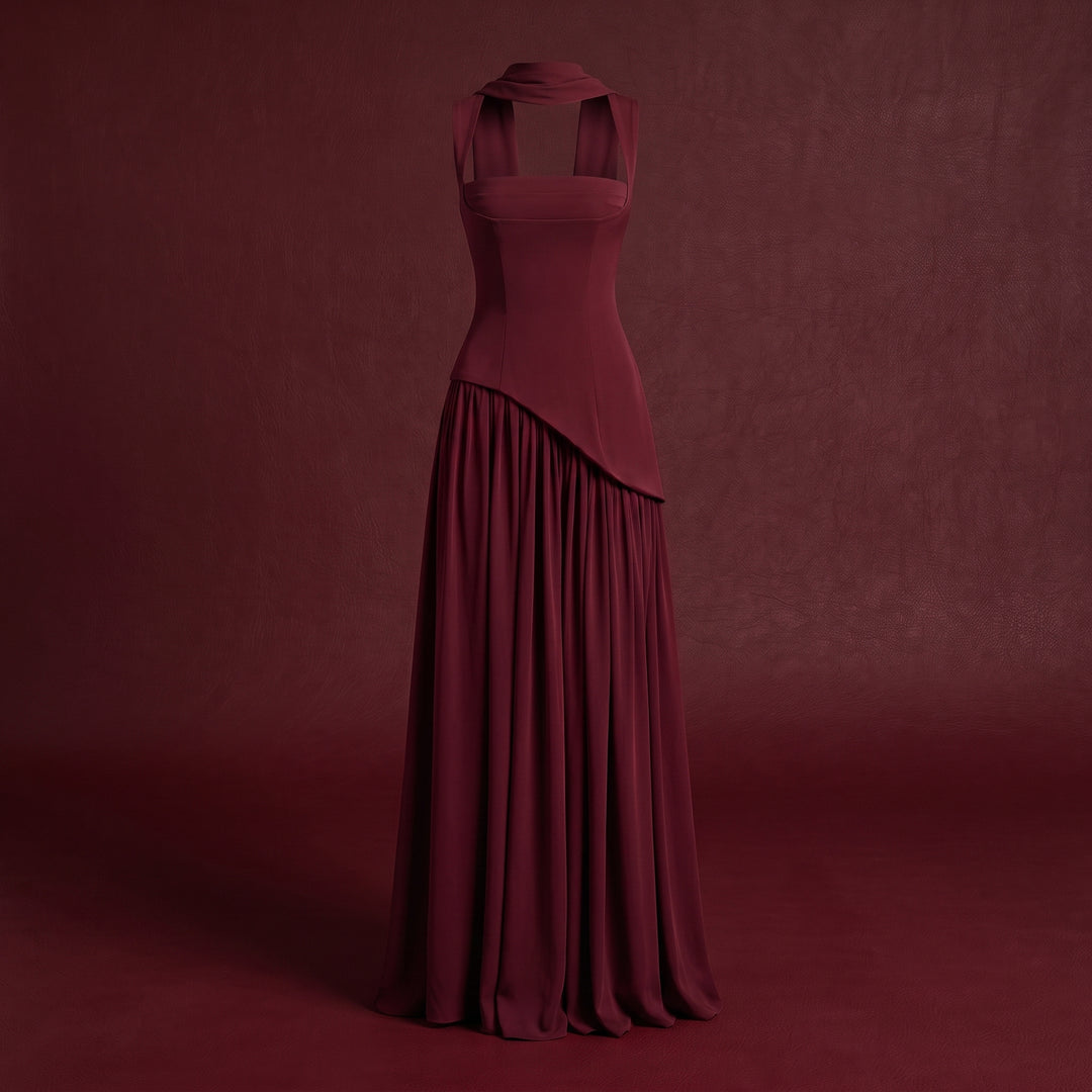 Serenelle Draped Satin Maxi Dress