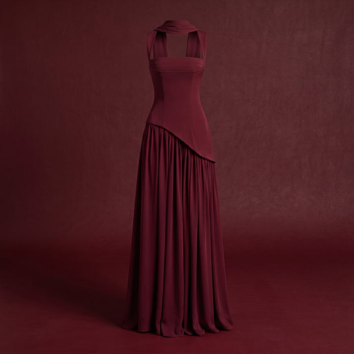 Serenelle Draped Satin Maxi Dress