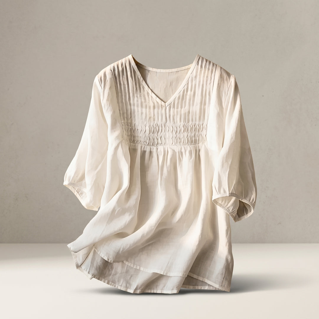 Aveline Pleated Linen Blouse