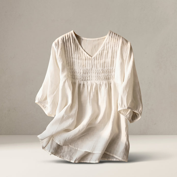 Aveline Pleated Linen Blouse