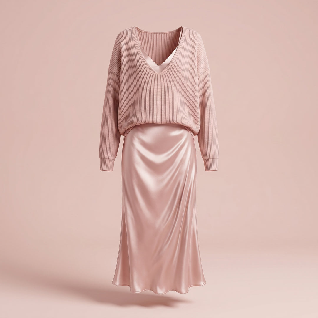 Evelyn Luxe Satin Dress Set