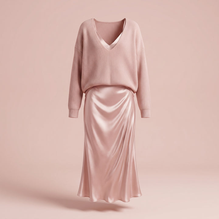 Evelyn Luxe Satin Dress Set
