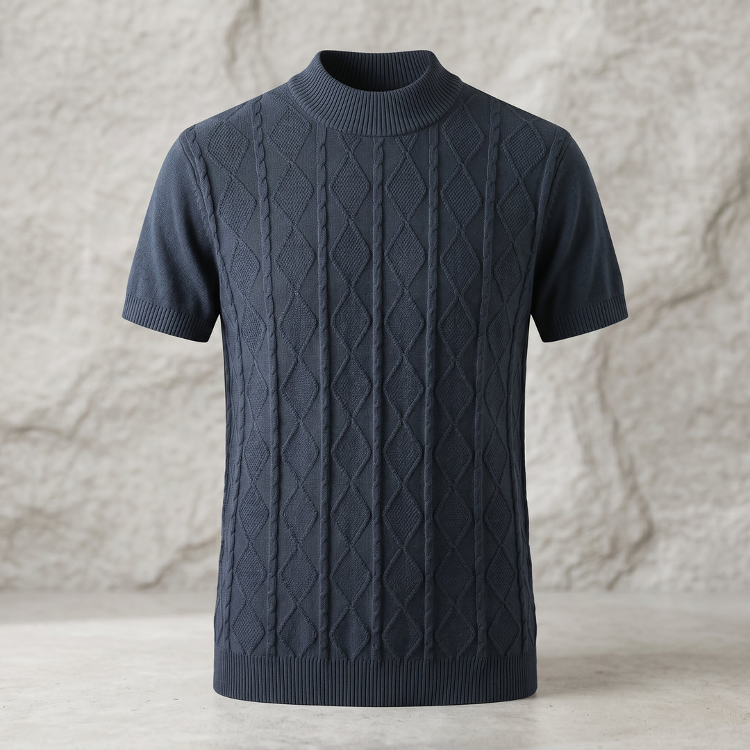 Calvin Cable Knit Mock Neck T-Shirt