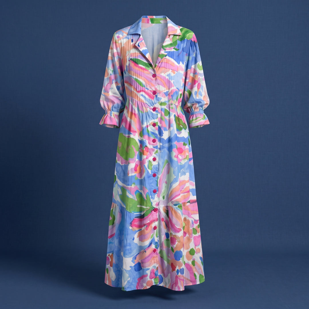 Maribelle Printed Maxi Shirt Dress