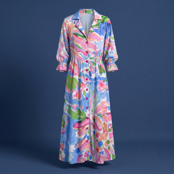 Maribelle Printed Maxi Shirt Dress