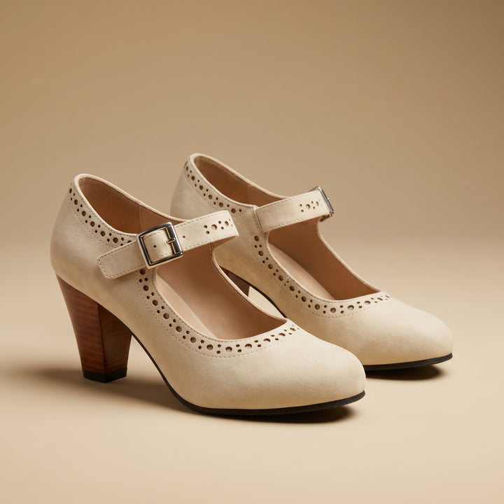 Briar Elwood Brogue Mary Jane Block Heel Shoes