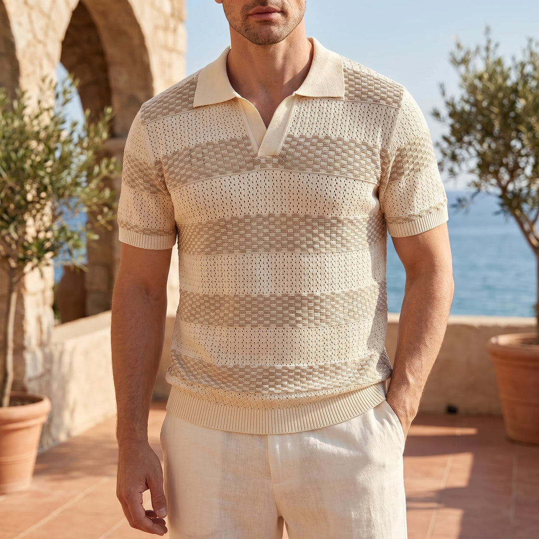 Luciano Textured Stripe Polo Shirt