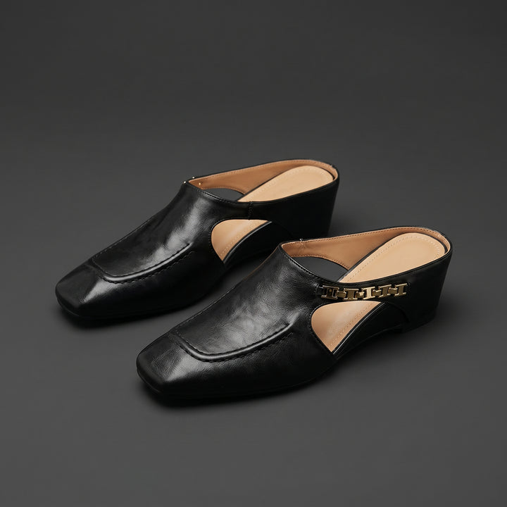 Aurevia Zip Detail Square Toe Mules