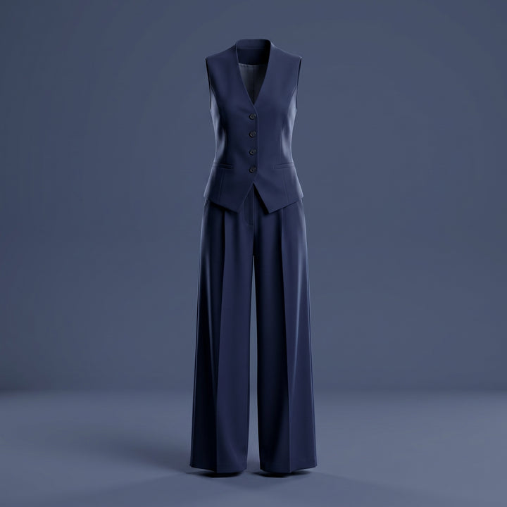 Aveline Rowe Tailored Vest and Wide Leg Pant Set