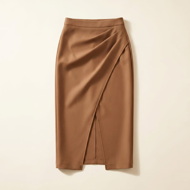 Vera Leather Wrap Midi Skirt