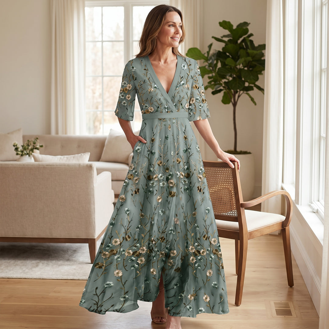 Natalia Contrast Trim Maxi Dress