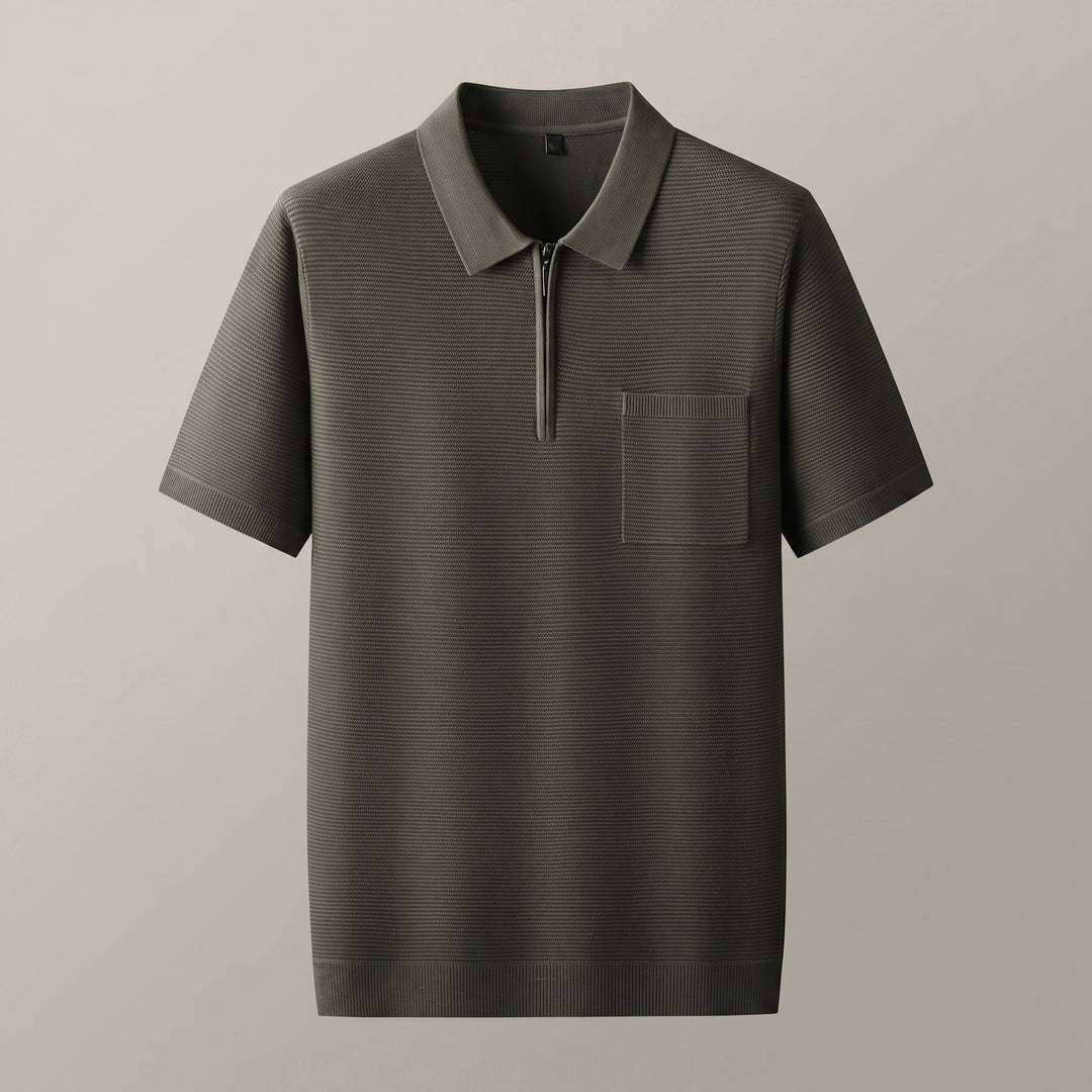 Ethan Zip Collar Knit Polo Shirt