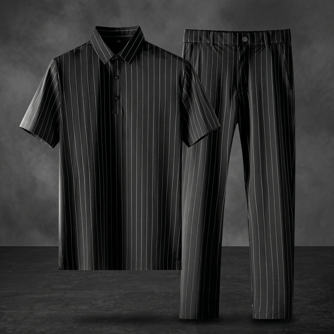 Archer Pinstripe Polo &amp; Trouser Set