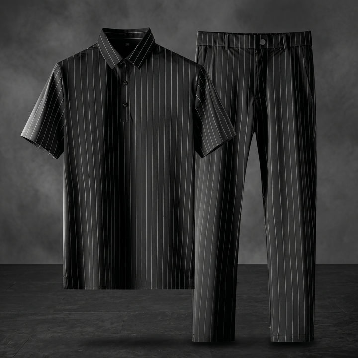 Archer Pinstripe Polo &amp; Trouser Set