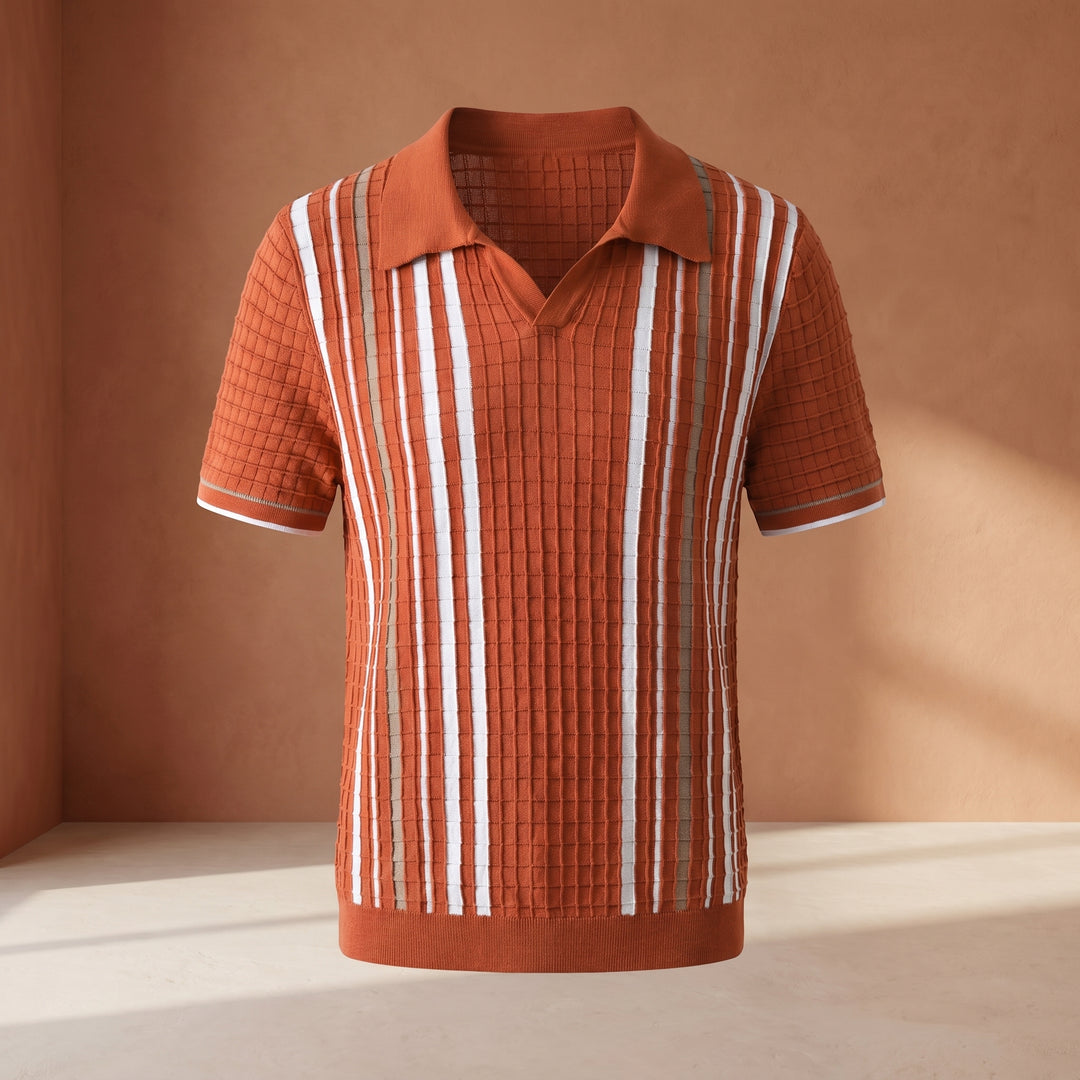 Felix Vertical Stripe Knit Polo Shirt