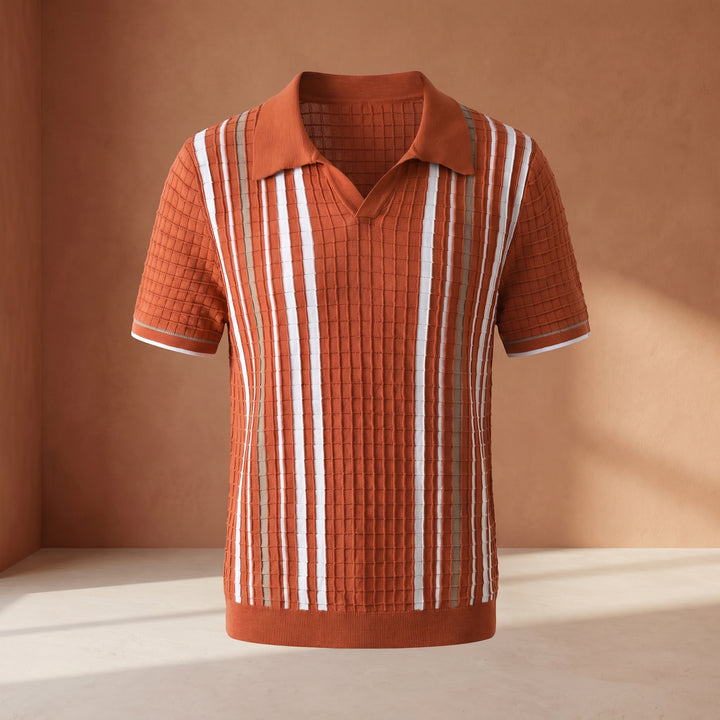 Felix Vertical Stripe Knit Polo Shirt