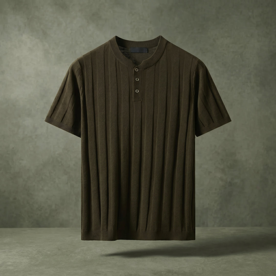 Julian Ribbed Henley Knit Shirt