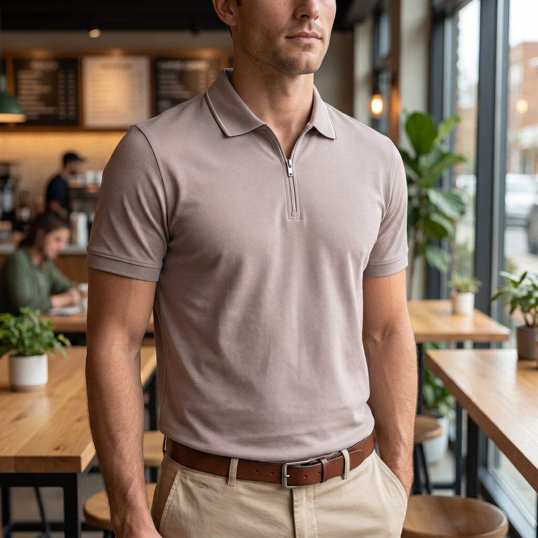 Theo Zip Collar Polo Shirt