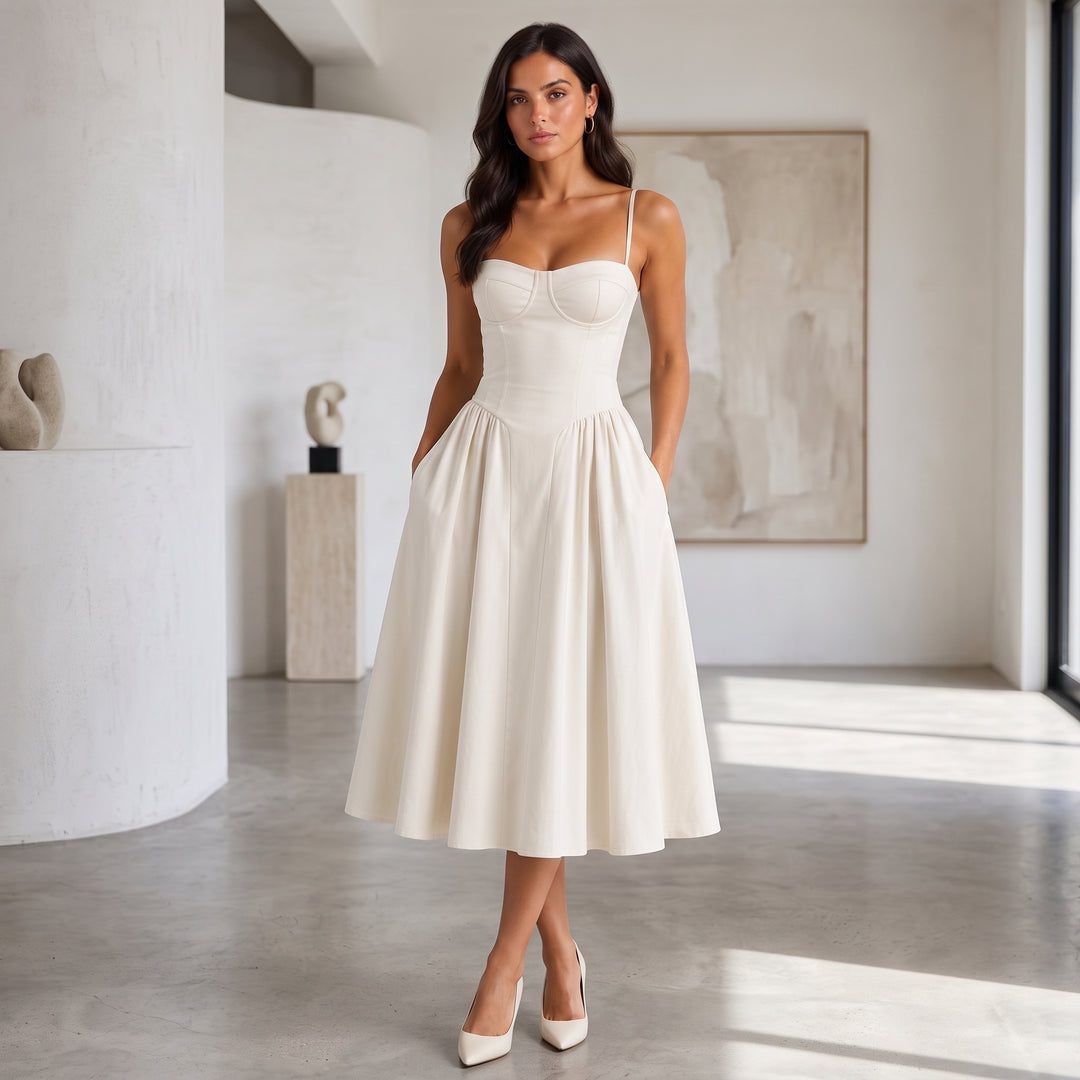 Rosalie Floral Corset Midi Dress
