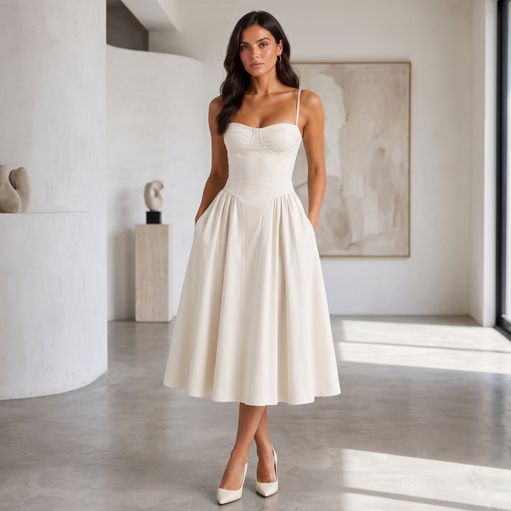 Rosalie Floral Corset Midi Dress