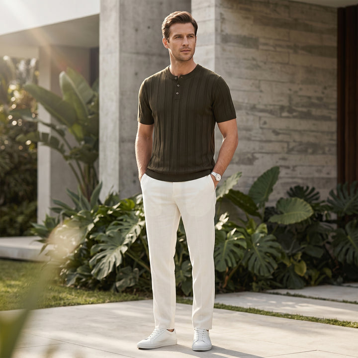 Julian Ribbed Henley Knit Shirt
