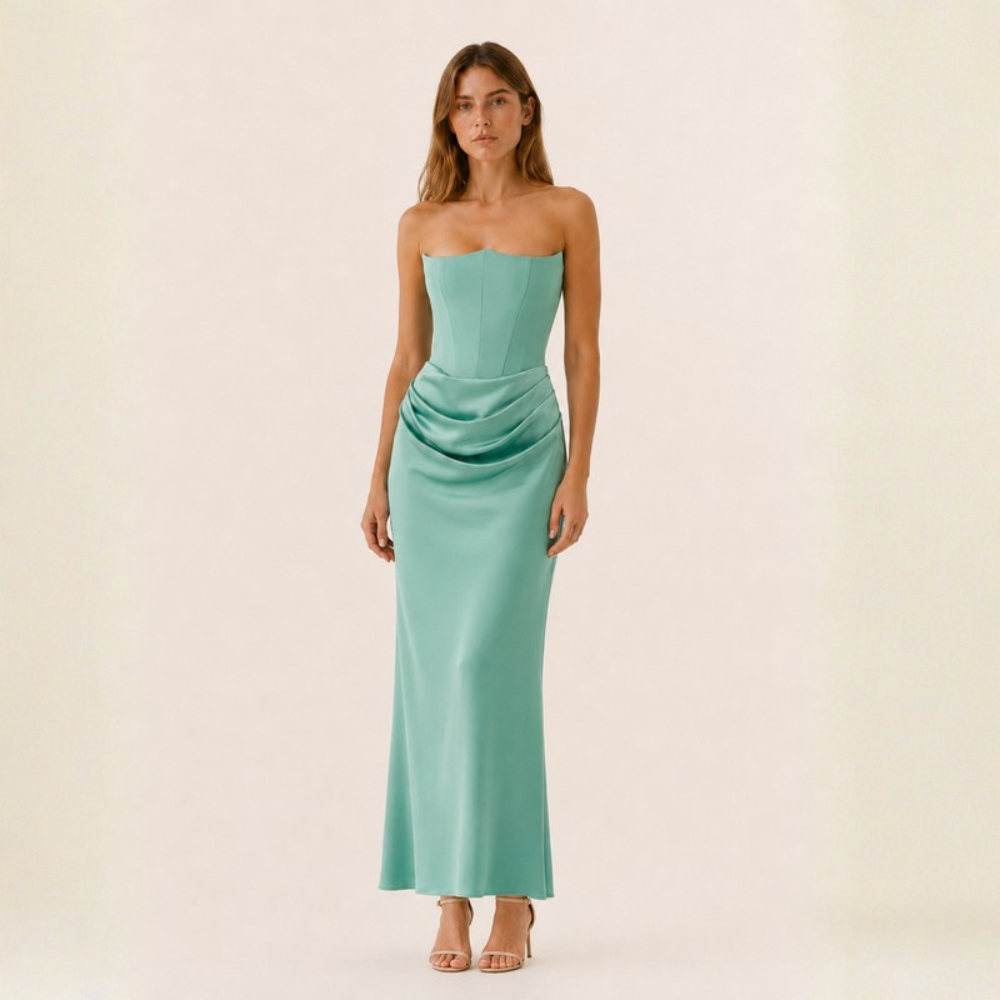 Amara Draped Satin Column Gown