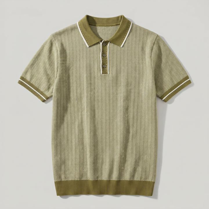 Mateo Herringbone Knit Polo Shirt