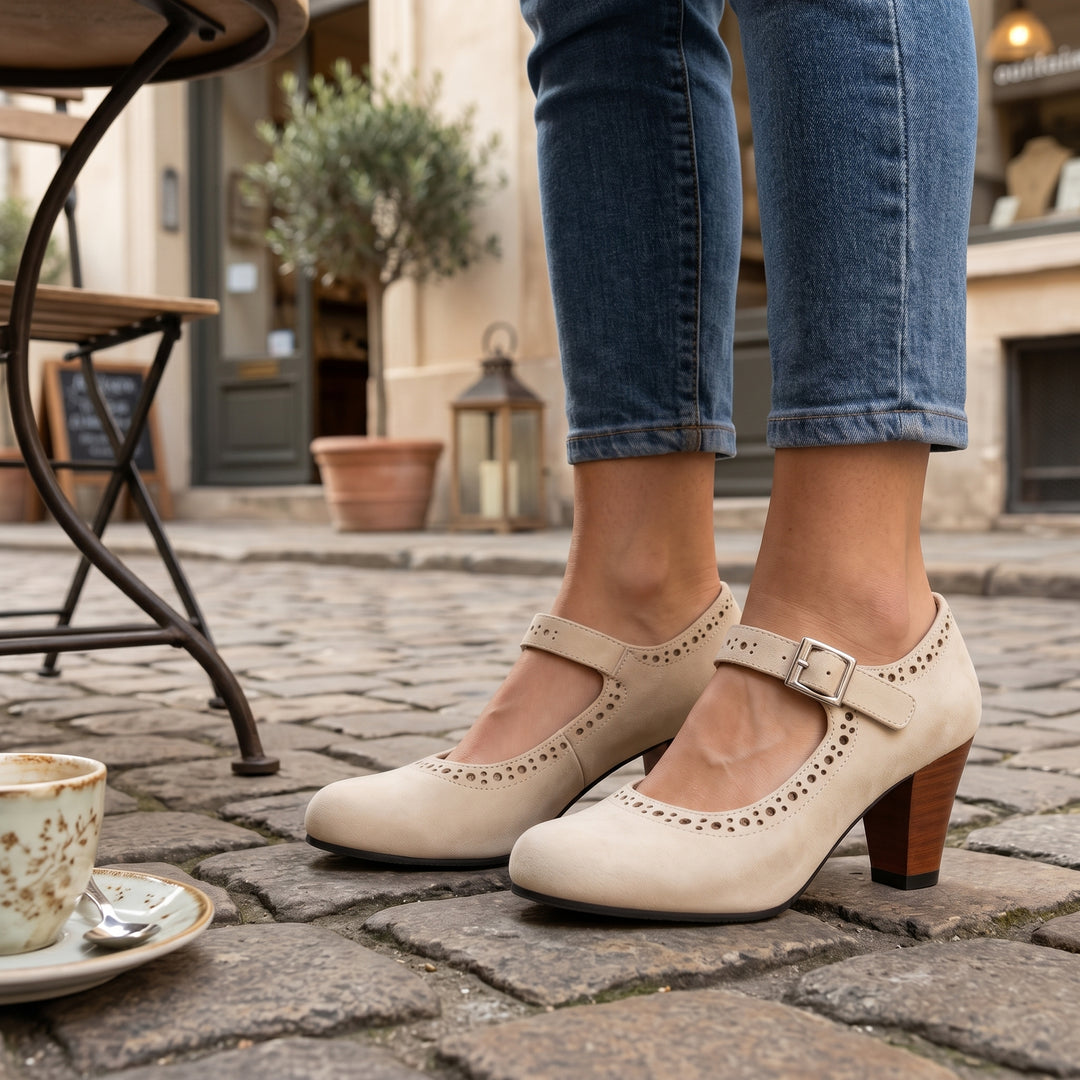 Briar Elwood Brogue Mary Jane Block Heel Shoes