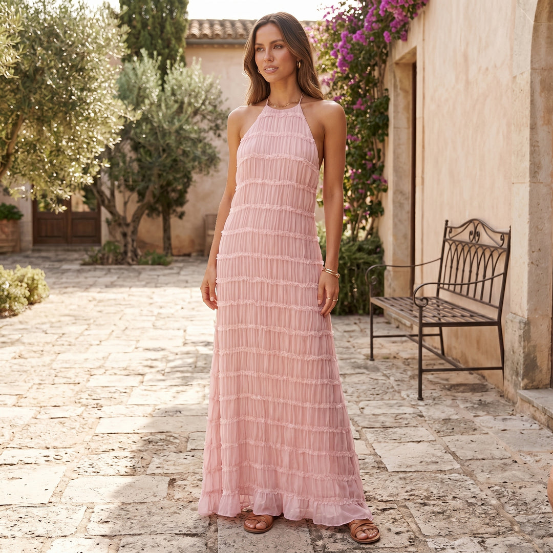 Sabrina Halter Textured Maxi Dress