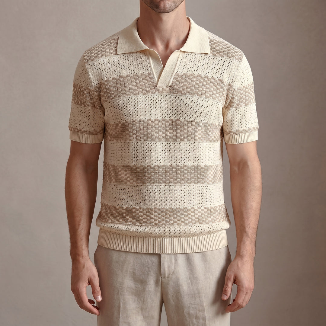 Luciano Textured Stripe Polo Shirt