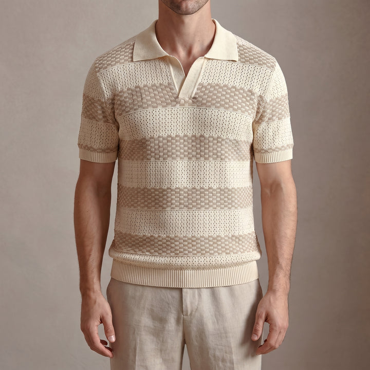 Luciano Textured Stripe Polo Shirt