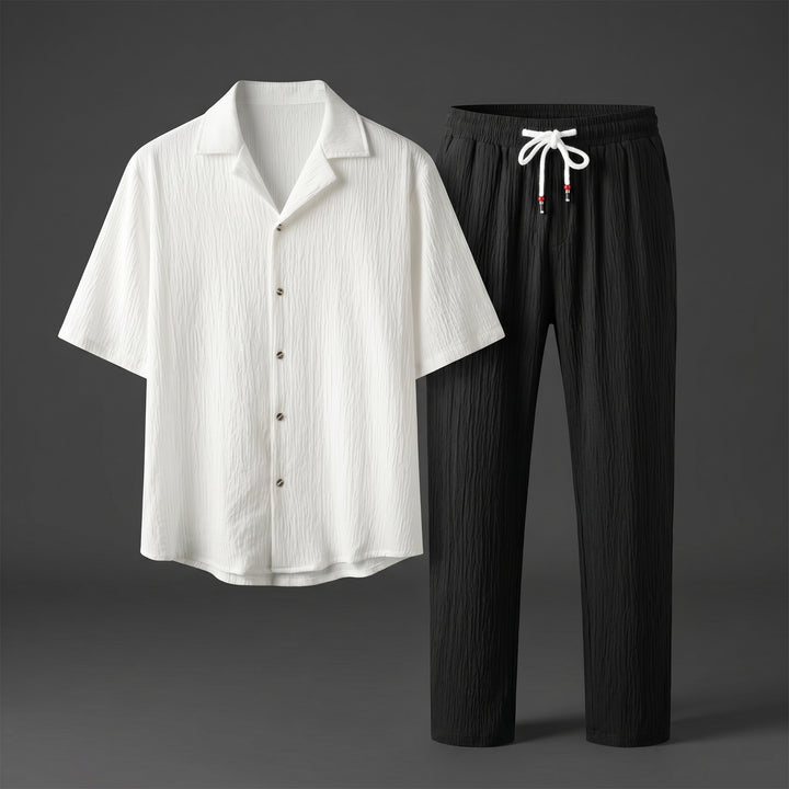 Dorian Vale Textured Shirt and Drawstring Pant Set