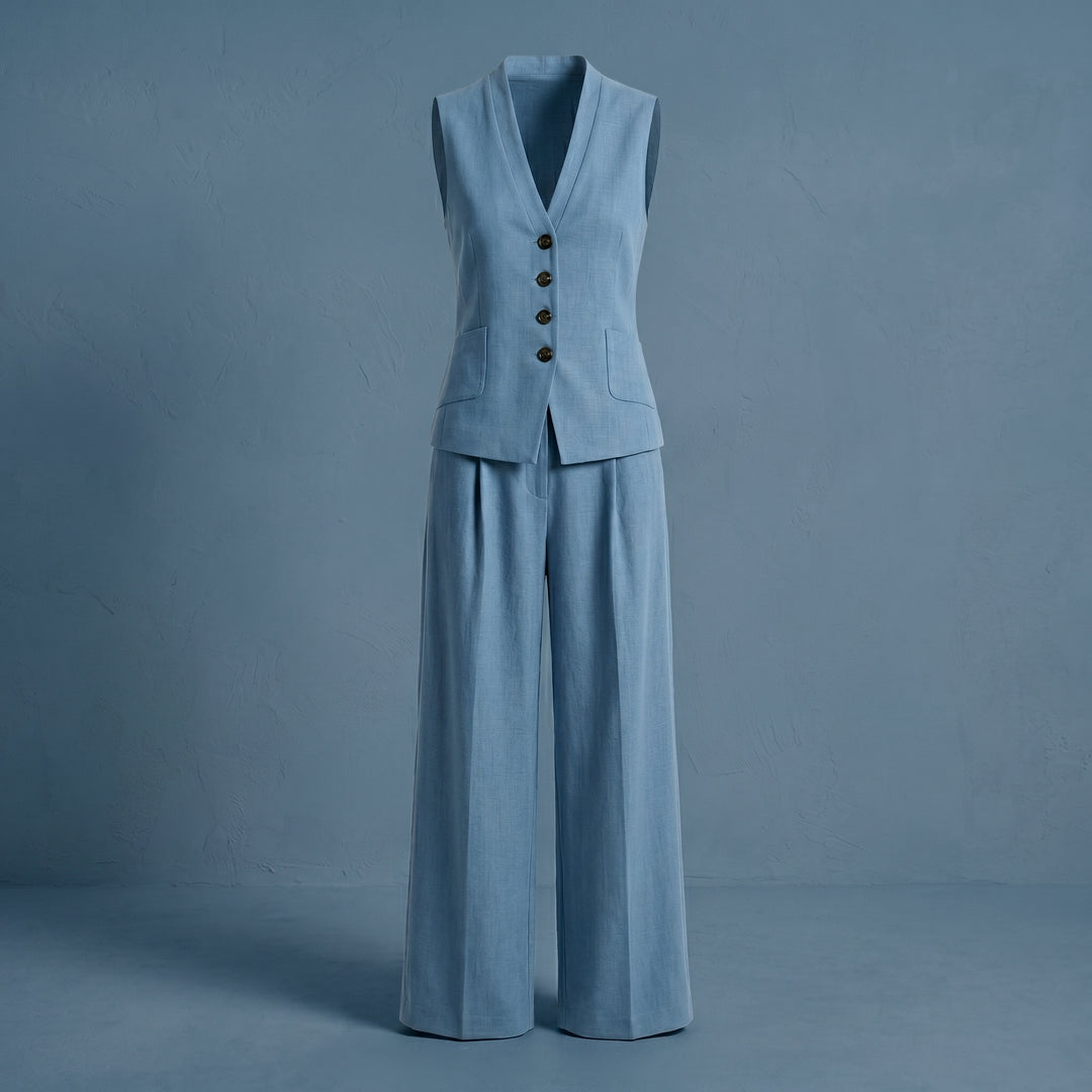 Aveline Rowe Tailored Vest and Wide Leg Pant Set