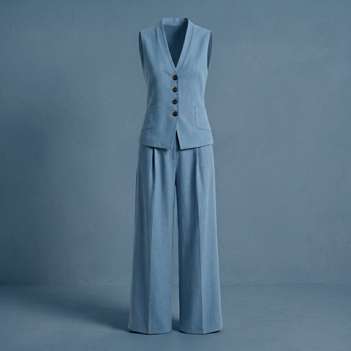 Aveline Rowe Tailored Vest and Wide Leg Pant Set