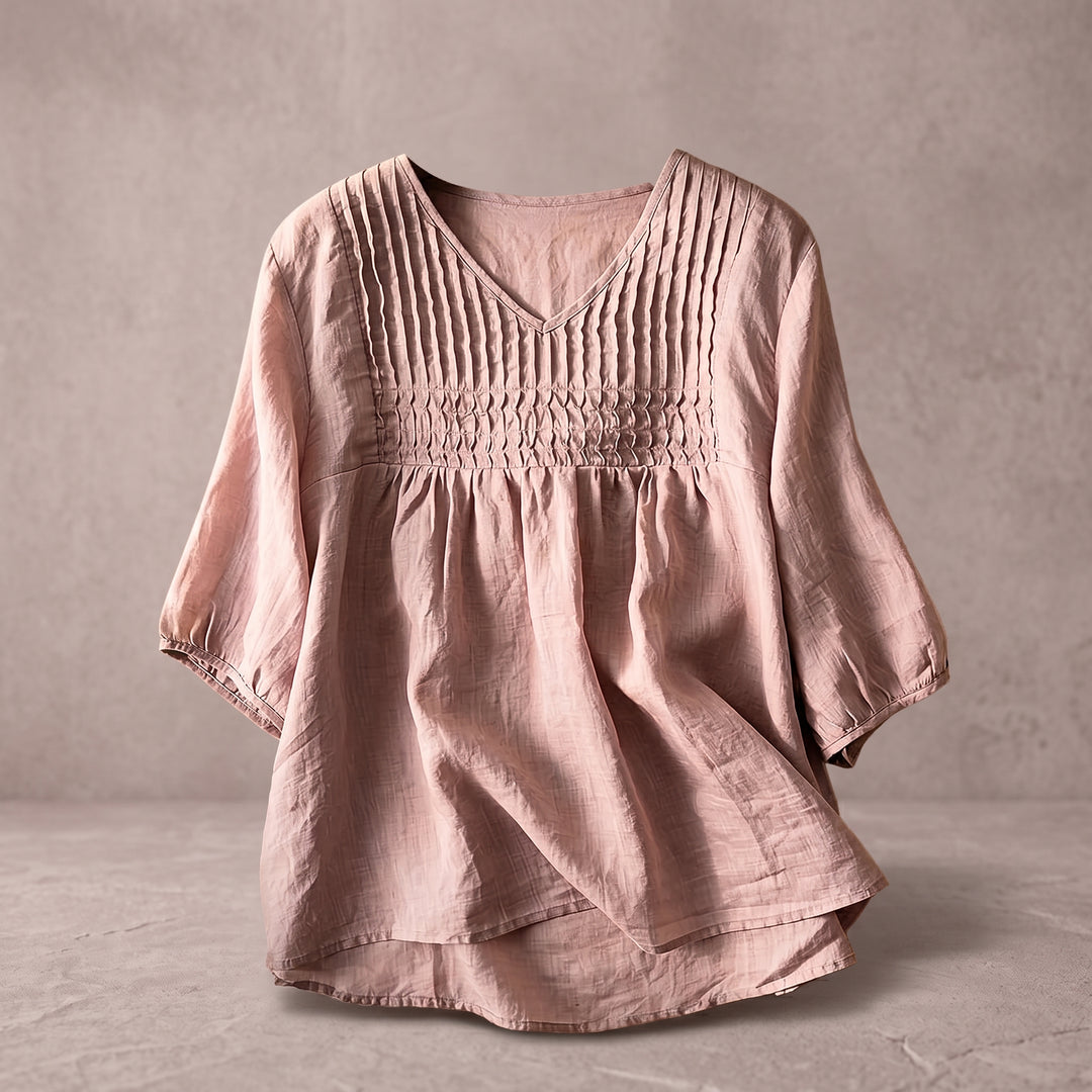 Aveline Pleated Linen Blouse