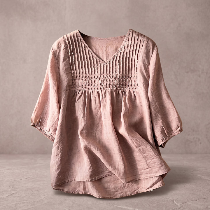 Aveline Pleated Linen Blouse