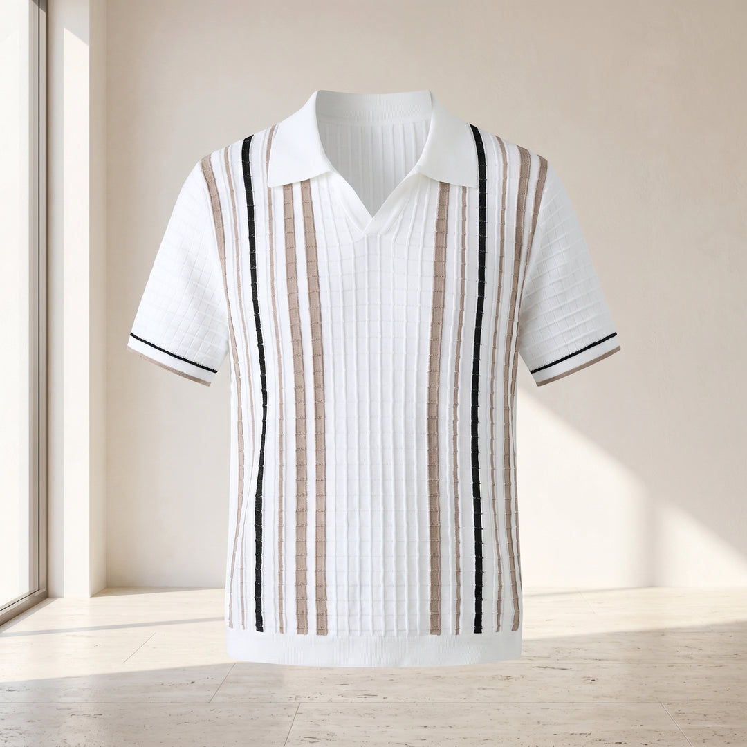Felix Vertical Stripe Knit Polo Shirt