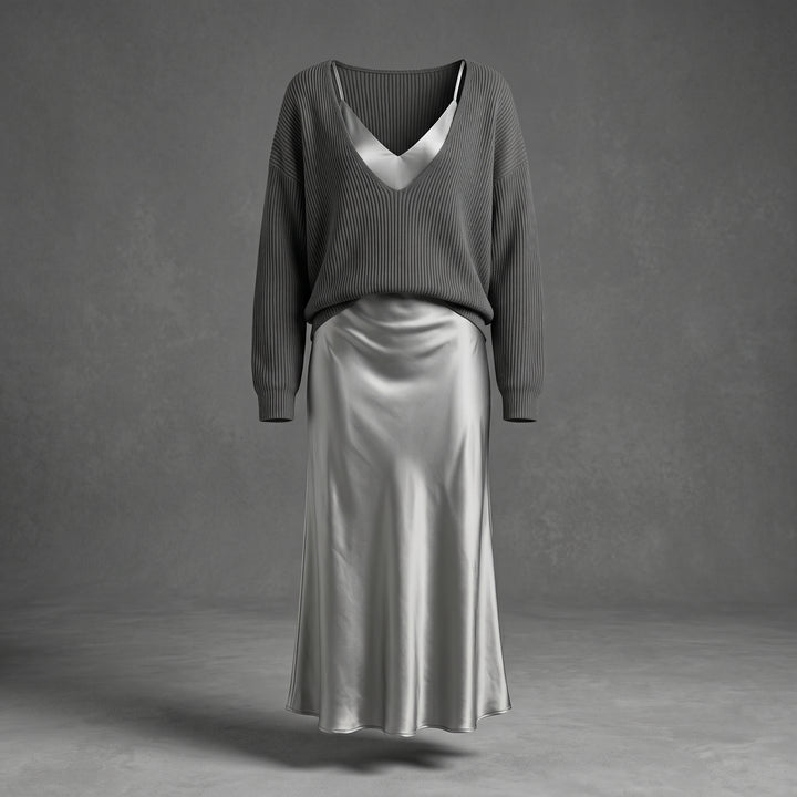 Evelyn Luxe Satin Dress Set
