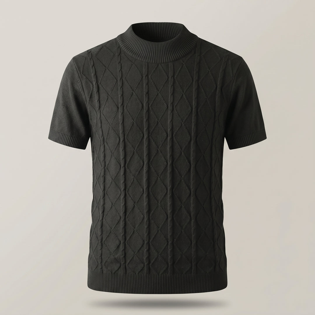 Calvin Cable Knit Mock Neck T-Shirt