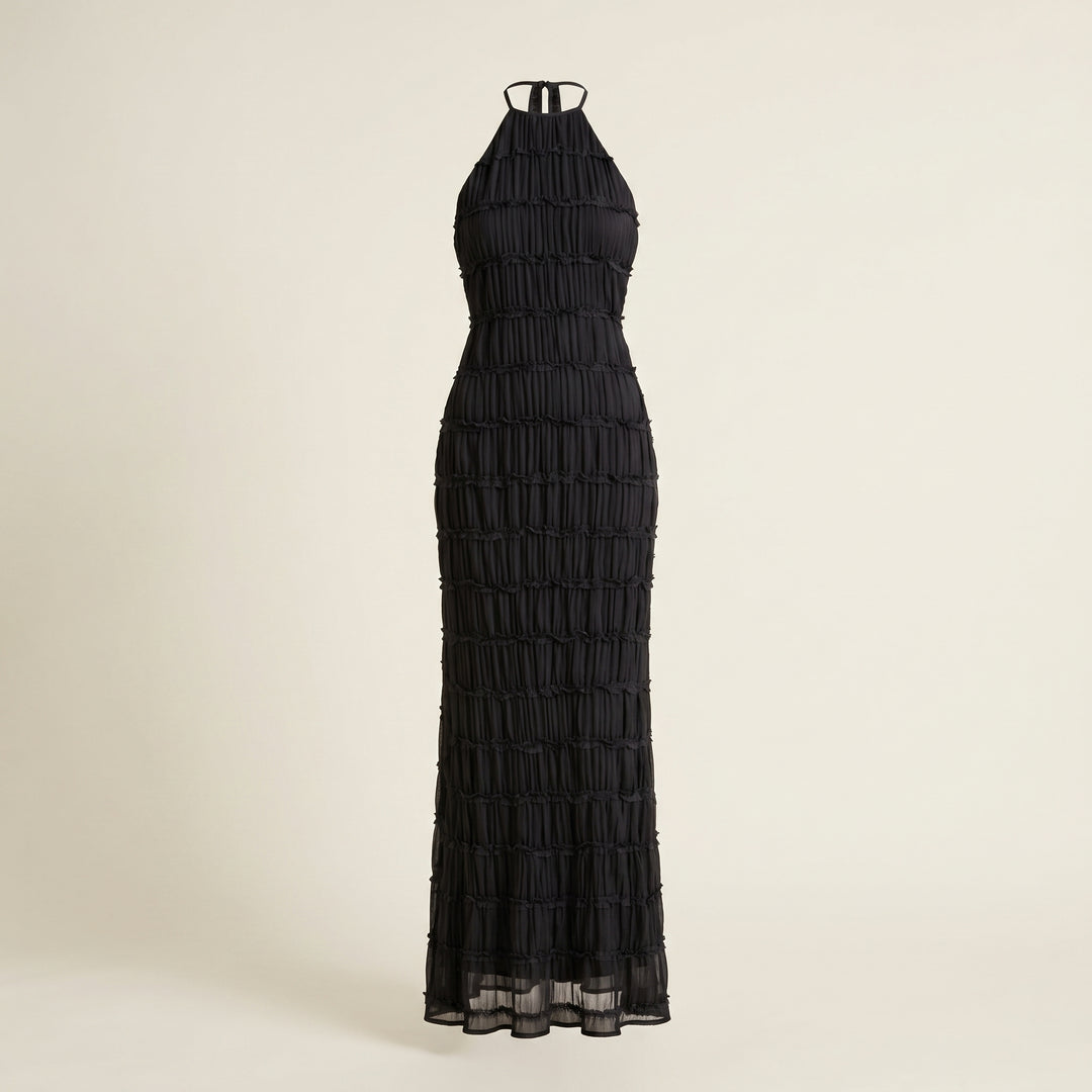 Sabrina Halter Textured Maxi Dress